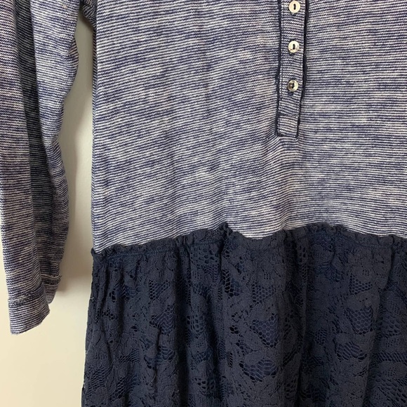 Anthropologie Lilka Marya Navy Lace Striped Henley Dress - Picture 5 of 10